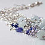 Multi-strand necklace,close up view,aquamarine,tanzanite